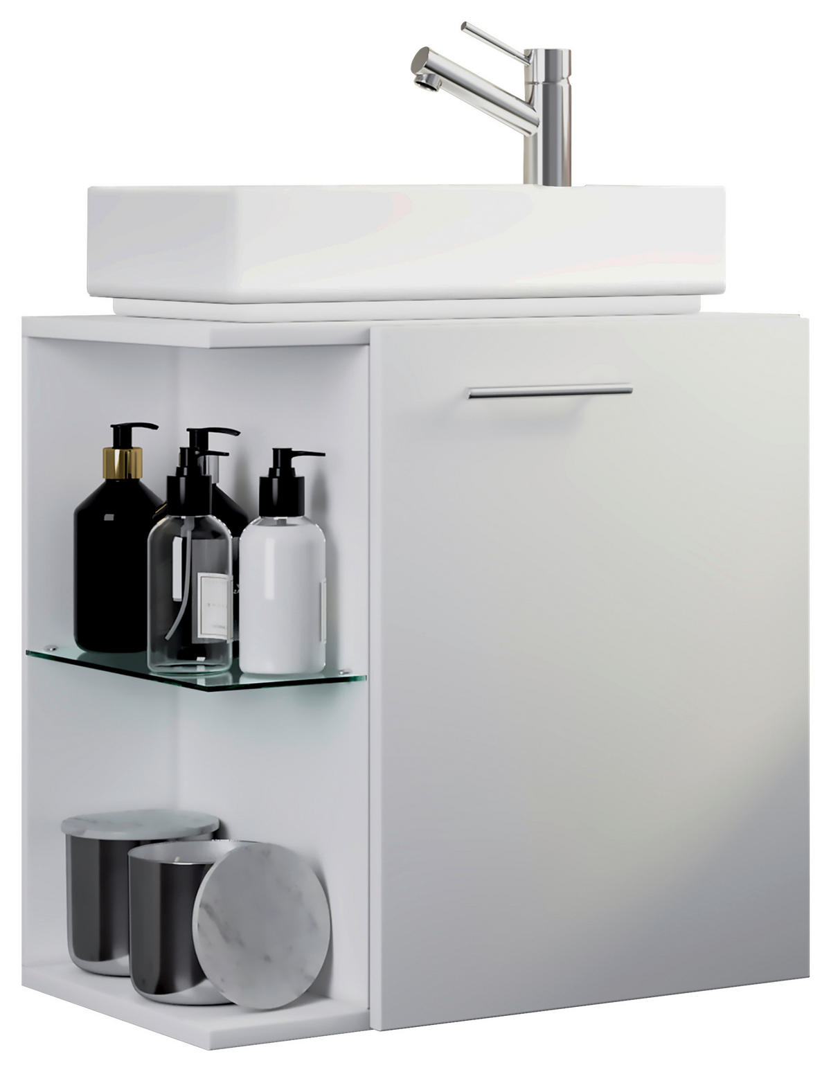 WASCHTISCHKOMBI 52 cm  - Silberfarben/Weiß, MODERN, Glas/Keramik (52cm) - MID.YOU