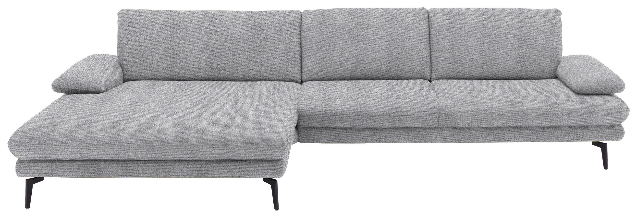 ECKSOFA in Chenille Hellgrau  180/310 cm  - Hellgrau/Schwarz, Design, Textil/Metall (180/310cm) - Dieter Knoll