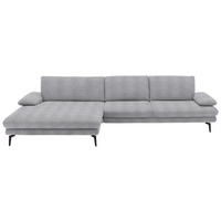 ECKSOFA in Chenille Hellgrau  180/310 cm  - Hellgrau/Schwarz, Design, Textil/Metall (180/310cm) - Dieter Knoll