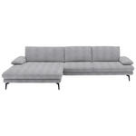 ECKSOFA  in Chenille Hellgrau  180/310 cm  - Hellgrau/Schwarz, Design, Textil/Metall (180/310cm) - Dieter Knoll