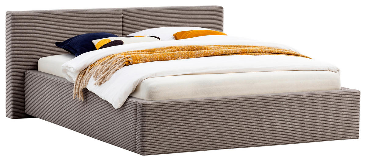 POLSTERBETT 140/200 cm,  in Taupe, Lattenrost, Bettkasten,  - Taupe, Basics, Holz/Textil (140/200cm) - Boxxx