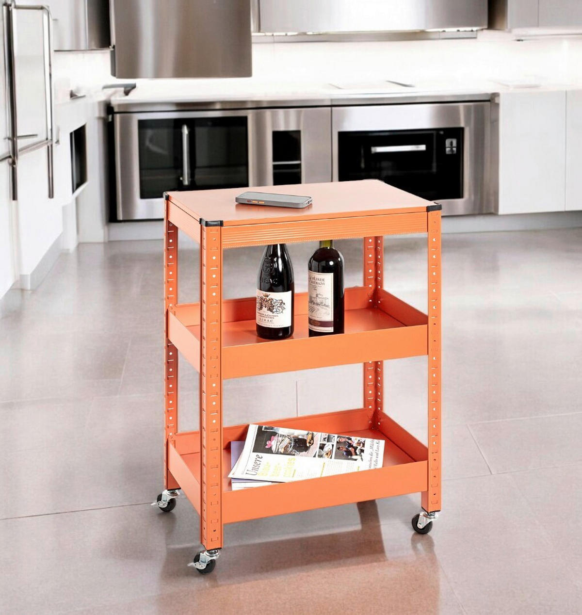 SERVIERWAGEN in Orange  - Orange, Design, Metall (50/32/75cm)
