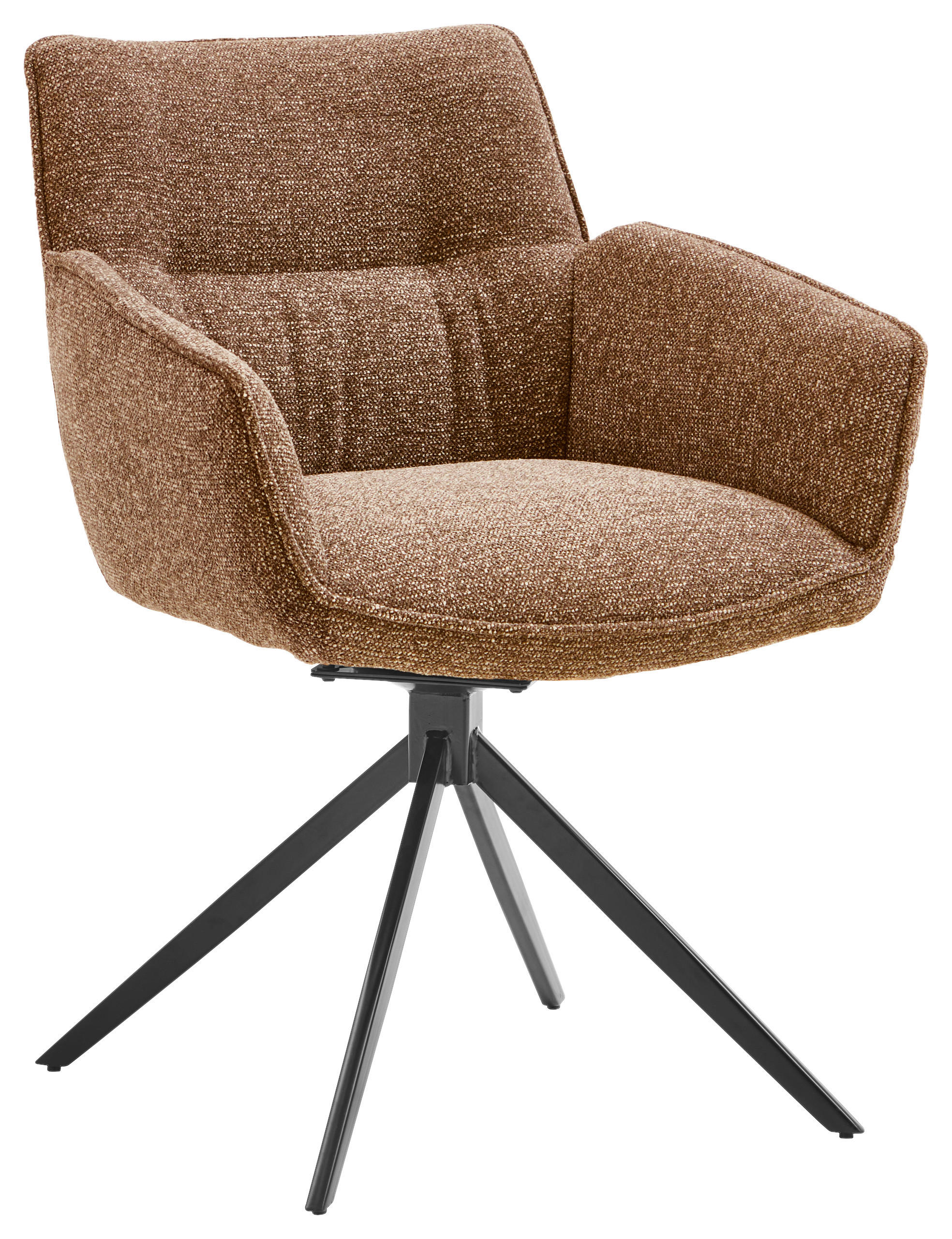 ARMLEHNSTUHL drehbar  in Eisen Webstoff  - Schwarz/Kupferfarben, Design, Textil/Metall (60/83,5/65cm) - Valdera
