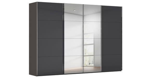 SCHWEBETÜRENSCHRANK  in Graphitfarben, Schwarz  - Chromfarben/Graphitfarben, Design, Glas/Holzwerkstoff (316/223/68cm) - Novel