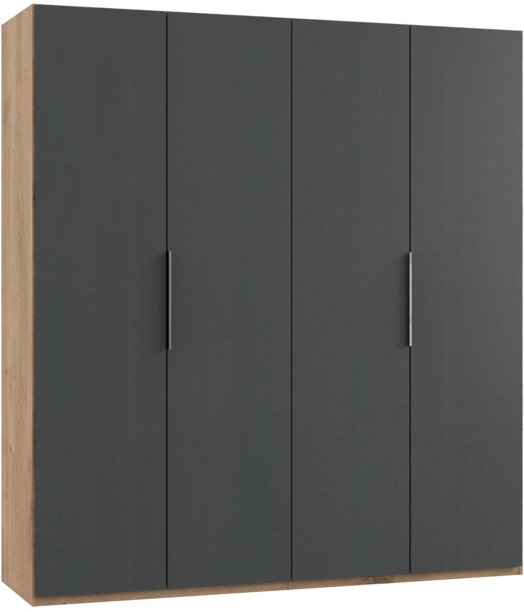 DREHTÜRENSCHRANK in Graphitfarben, Eichefarben - Chromfarben/Eichefarben, MODERN, Holzwerkstoff (200/216/58cm) - MID.YOU