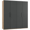 DREHTÜRENSCHRANK  in Eichefarben, Graphitfarben  - Chromfarben/Eichefarben, MODERN, Holzwerkstoff (200/216/58cm) - MID.YOU