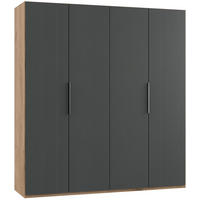 DREHTÜRENSCHRANK in Graphitfarben, Eichefarben  - Chromfarben/Eichefarben, Modern, Holzwerkstoff (200/216/58cm) - MID.YOU