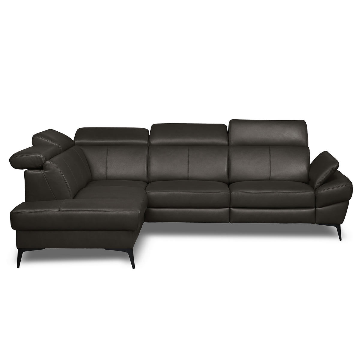 ECKSOFA  in Lederlook Echtleder Dunkelbraun  211/264 cm  - Dunkelbraun/Schwarz, Design, Leder/Textil (211/264cm) - Livetastic
