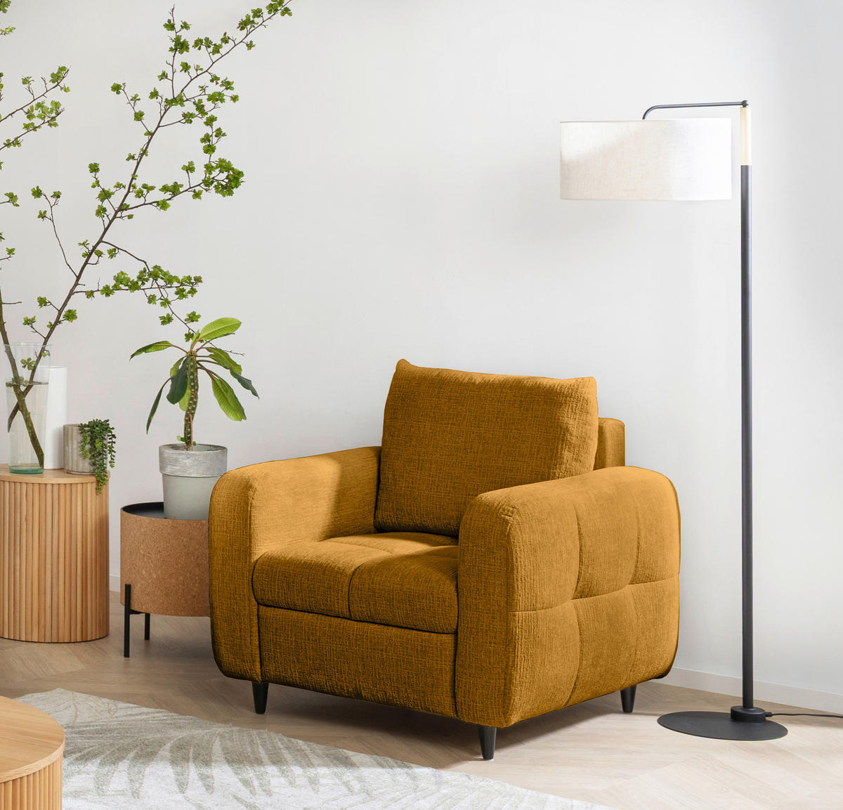 COCKTAILSESSEL Flachgewebe Senfgelb    - Senfgelb/Schwarz, Design, Holz/Textil (90/88/91cm) - Lomoco