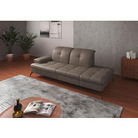 RÉCAMIERE in Echtleder Grau  - Schwarz/Grau, Konventionell, Leder/Metall (231/90/122cm) - Sit & More