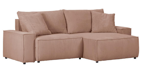 ECKSOFA in Cord Rosa  - Schwarz/Rosa, KONVENTIONELL, Kunststoff/Textil (250/153cm) - Ambia Home