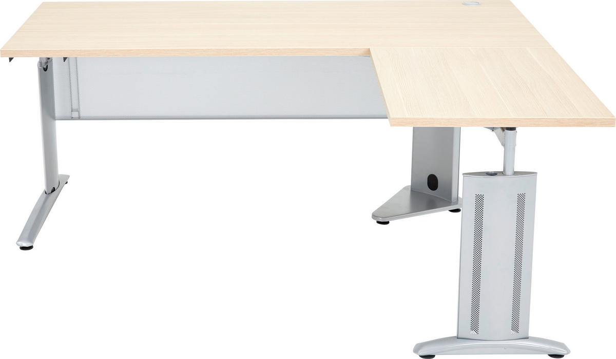 ECKSCHREIBTISCH 180/68-82/160 cm  in Eichefarben  - Eichefarben, Design, Holzwerkstoff/Metall (180/68-82/160cm)