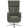 RELAXSESSEL in Leder Grau  - Edelstahlfarben/Grau, Design, Leder/Metall (70/124/85cm) - Cantus