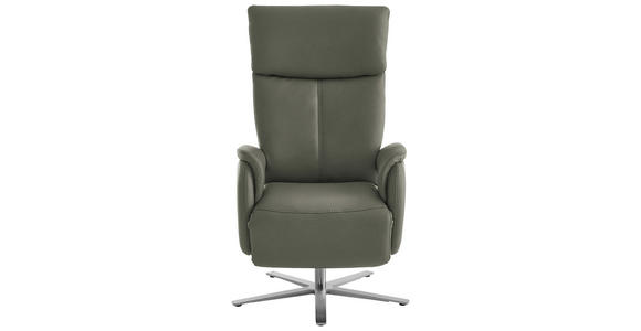 RELAXSESSEL in Leder Grau - Edelstahlfarben/Grau, Design, Leder/Metall (70/124/85cm) - Cantus