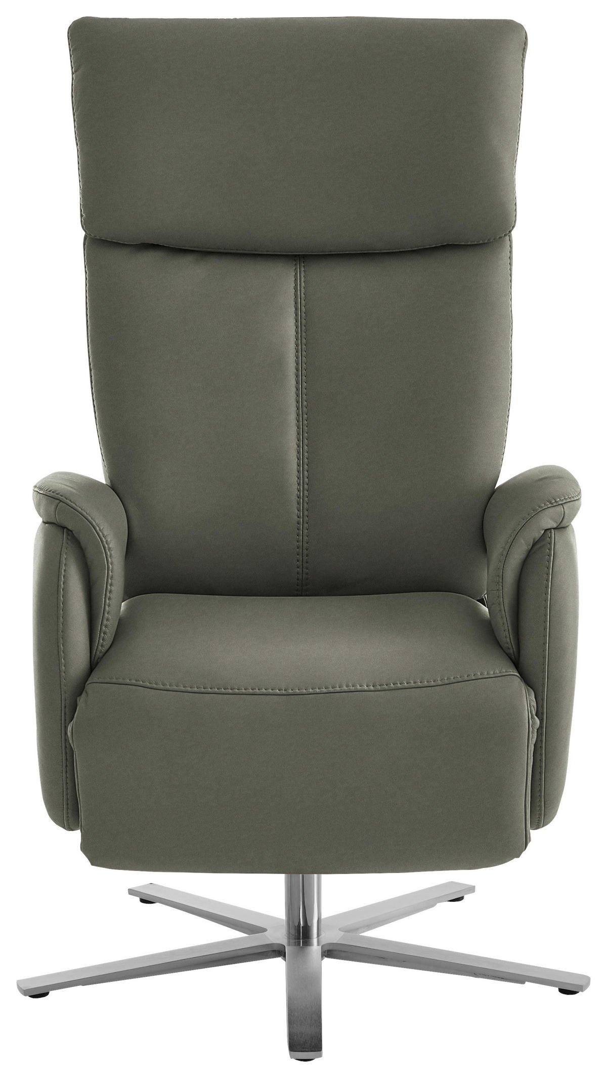 RELAXSESSEL in Leder Grau  - Edelstahlfarben/Grau, Design, Leder/Metall (70/124/85cm) - Cantus