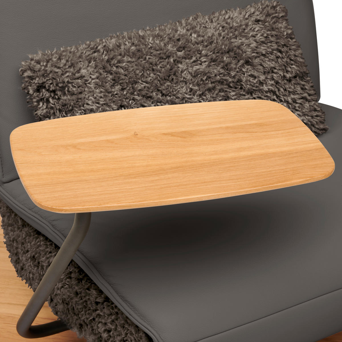 2-SITZER-SOFA  in Hochflor Echtleder Dunkelbraun, Graubraun  - Dunkelbraun/Graubraun, Design, Leder/Holz (240/65/104cm) - Koinor