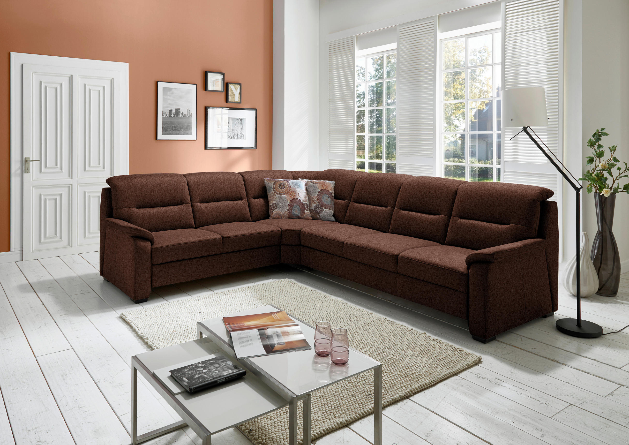 ECKSOFA in Mikrofaser Braun  - Schwarz/Braun, Konventionell, Holz/Textil (245/303cm) - Beldomo Comfort