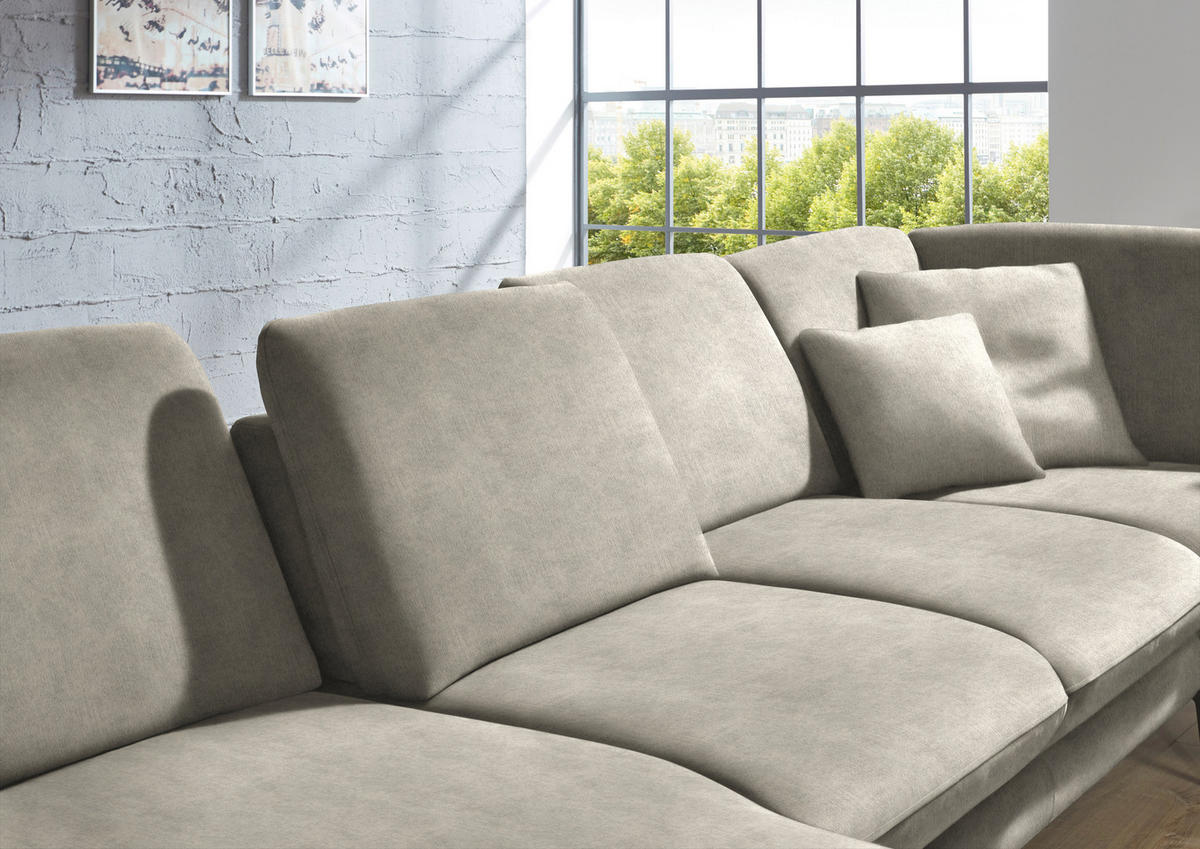 WOHNLANDSCHAFT in Velours Platinfarben  - Platinfarben/Schwarz, Design, Textil/Metall (180/344/208cm) - Dieter Knoll