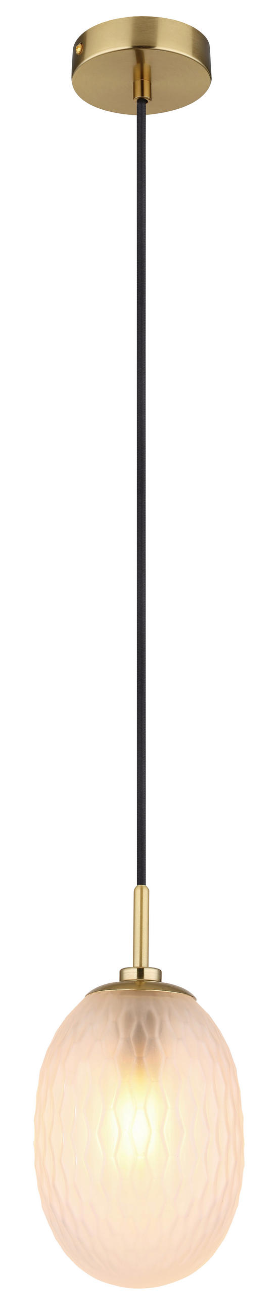 HÄNGELEUCHTE 15/120 cm    - Weiss/Goldfarben, Basics, Glas/Textil (15/120cm) - Globo
