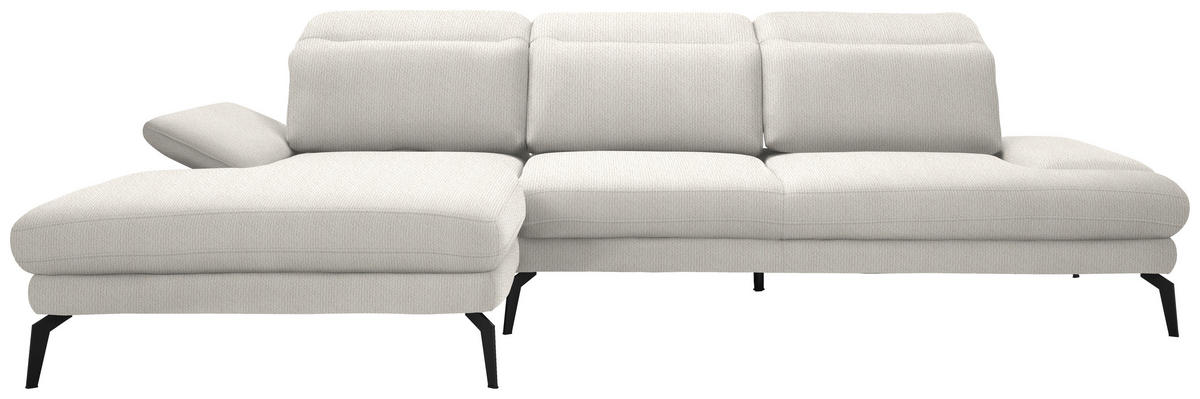 ECKSOFA in Webstoff Creme  - Creme/Schwarz, Design, Textil/Metall (180/289cm) - Stylife