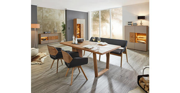 TV-ELEMENT Kerneiche massiv Eichefarben, Fango - Fango/Eichefarben, Design, Glas/Holz (223/52/49cm) - Valnatura