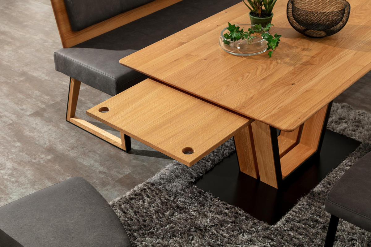 ESSTISCH Schwarz, Wildeiche rechteckig  ausziehbar, in verschiedenen Größen erhältlich, in verschiedenen Holzarten erhältlich, Variantenauswahl  - Wildeiche/Schwarz, Design, Holz/Metall (140(190)/90/76cm) - Venda