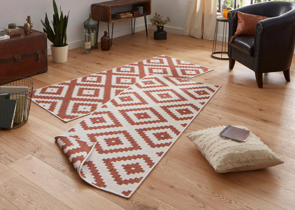 OUTDOORTEPPICH 80/350 cm Twin Creme, Terracotta  - Terracotta/Creme, Basics, Kunststoff (80/350cm)