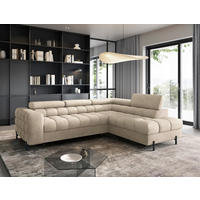 ECKSOFA FERUCCE in Chenille Beige  276/200 cm  - Beige/Schwarz, Design, Textil/Metall (276/200cm) - MID.YOU