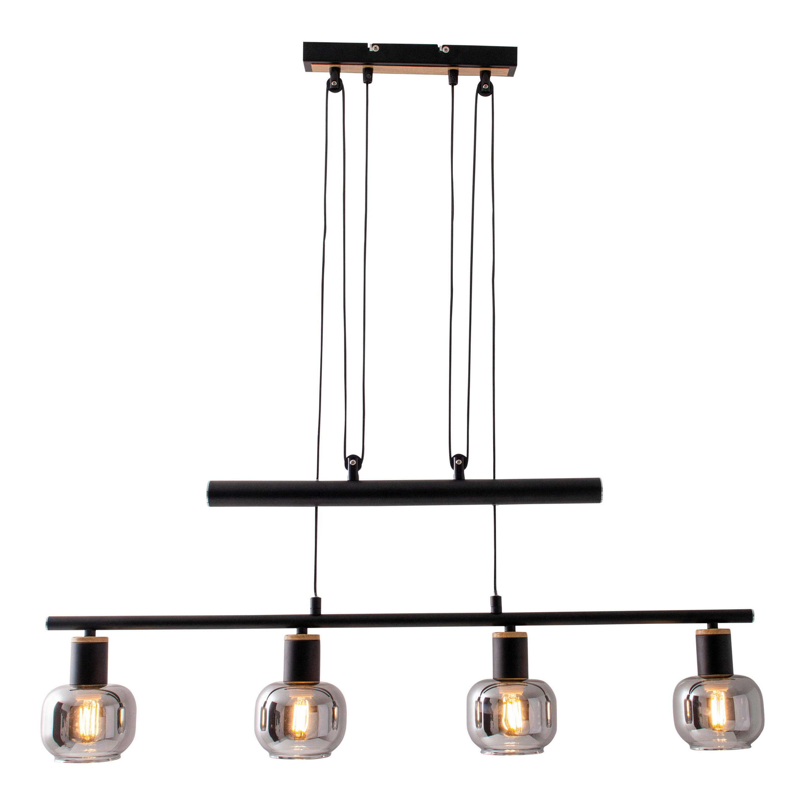 HÄNGELEUCHTE FUMOSO 78/10/100-160 cm   - Schwarz, Design, Glas/Metall (78/10/100-160cm) - Näve