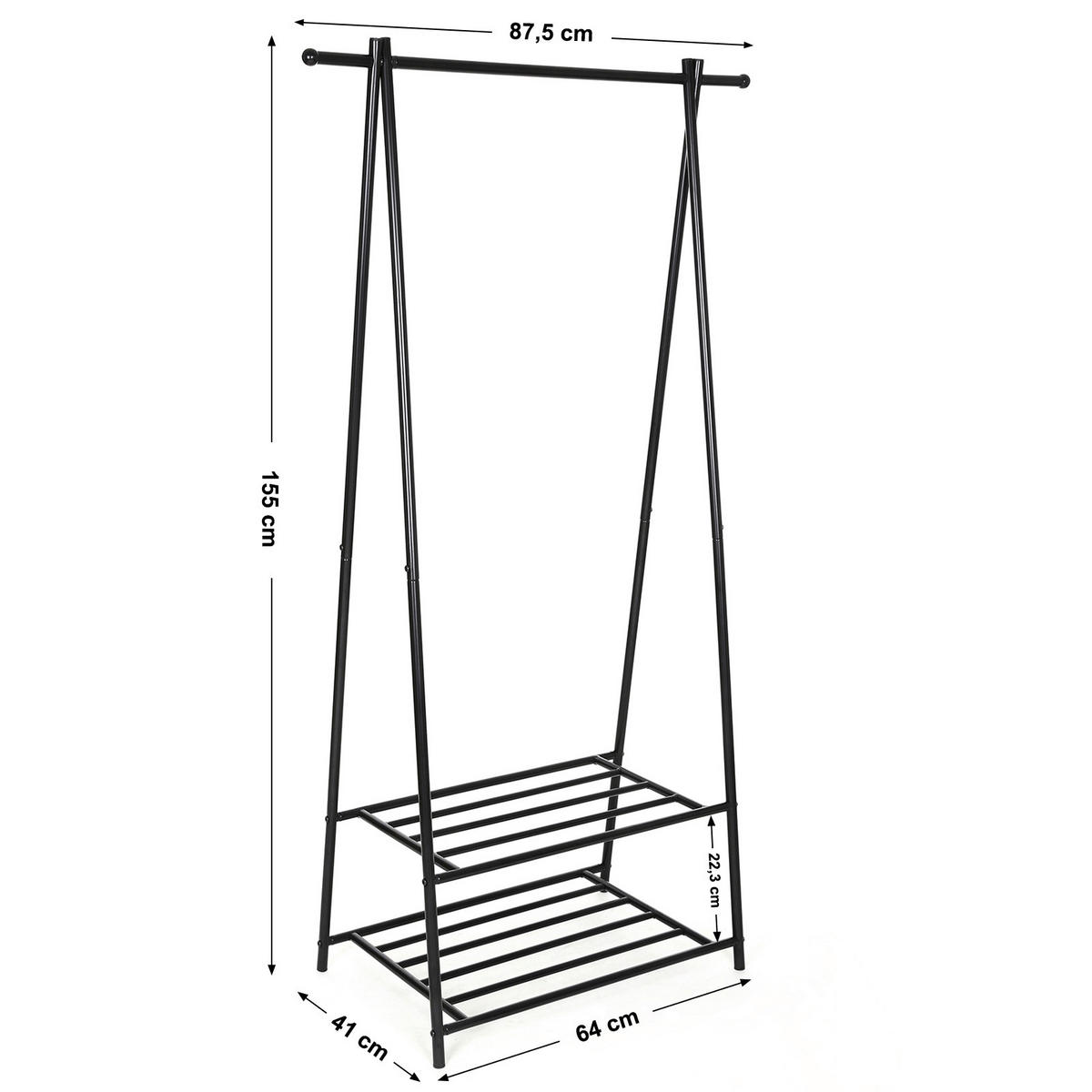 KLEIDERSTÄNDER in Schwarz 64/155/41 cm   - Schwarz, Basics, Kunststoff/Metall (64/155/41cm)