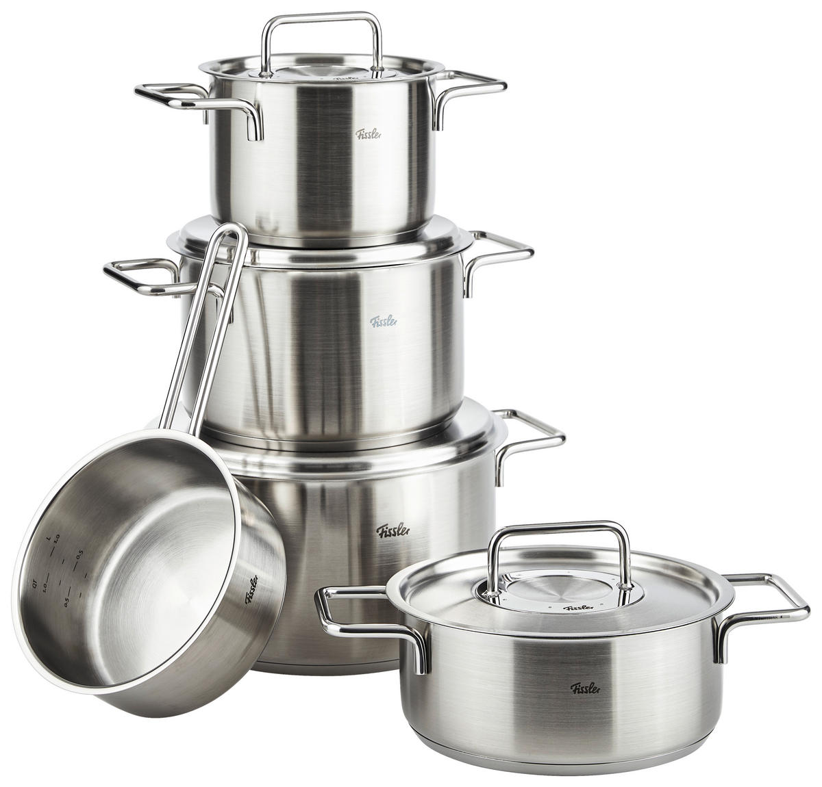 KOCHTOPFSET Pure 5-teilig  - Silberfarben, Basics, Metall - Fissler