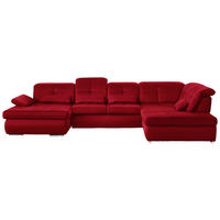 WOHNLANDSCHAFT Mikrofaser Rot  - Chromfarben/Rot, Design, Textil (195/371/260cm) - Beldomo Style