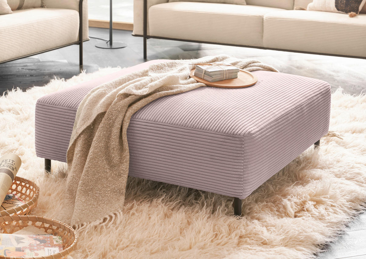HOCKER in Textil Rosa  - Schwarz/Rosa, Design, Textil/Metall (100/41/100cm) - Johann Jakob