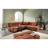 ECKSOFA Chenille Rostfarben  - Rostfarben/Schwarz, Modern, Kunststoff/Textil (284/250cm) - Livetastic