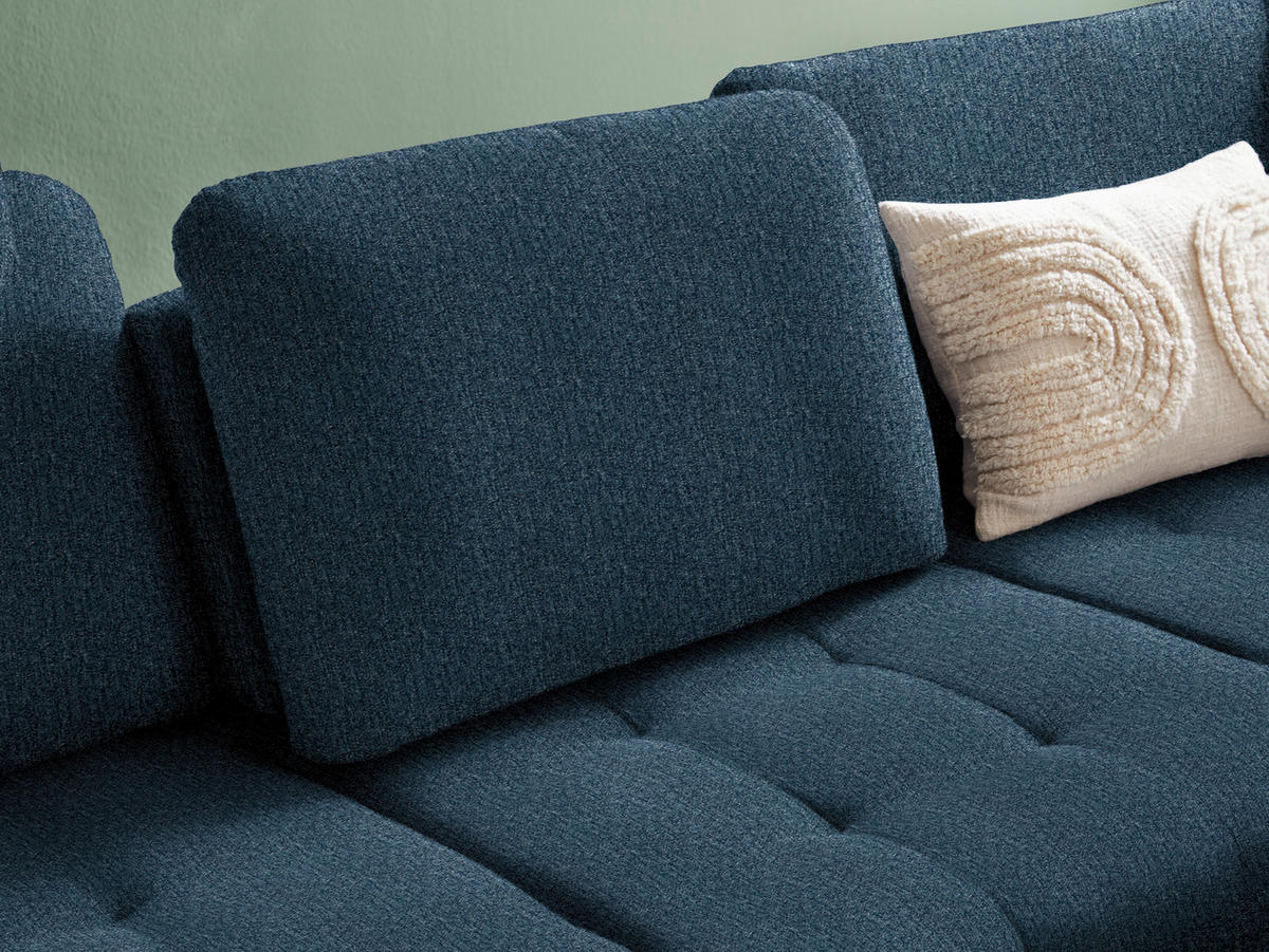 ECKSOFA in Struktur Blau  - Blau/Schwarz, Natur, Textil/Metall (288/233cm) - Valnatura