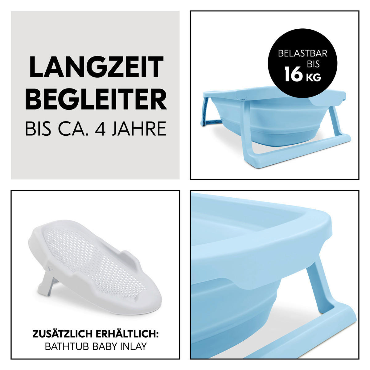 BABYBADEWANNE Wash N Fold  - Hellblau, Basics, Kunststoff (48/25/80cm) - Hauck