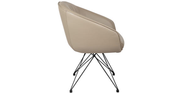 ARMLEHNSTUHL  in Eisen Echtleder pigmentiert  - Taupe/Schwarz, Design, Leder/Metall (59,5/83,5/63,5cm) - Belluti