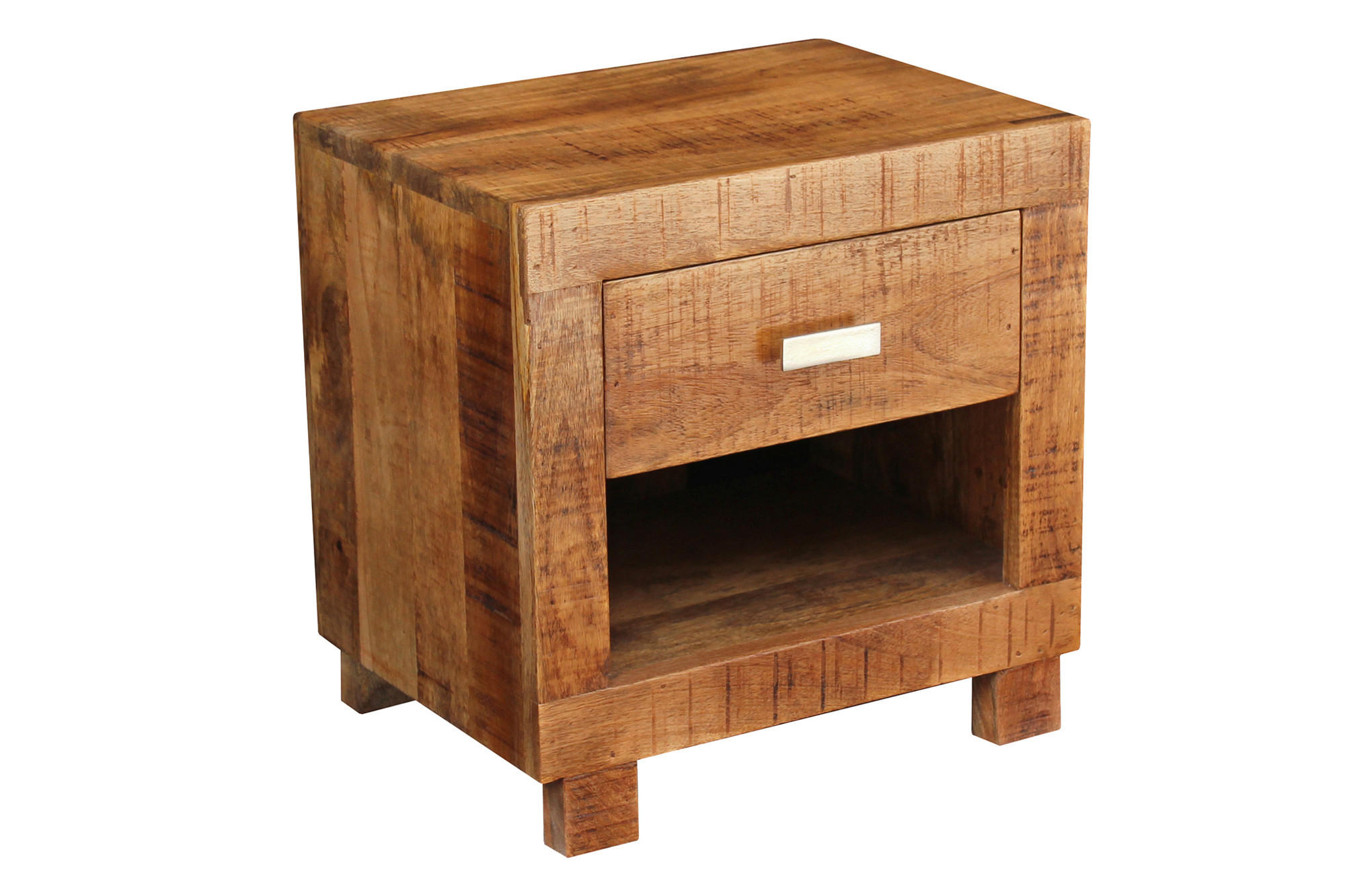 NACHTTISCH 40/40/30 cm Mangoholz massiv  - Silberfarben/Naturfarben, Design, Holz (40/40/30cm) - Livetastic