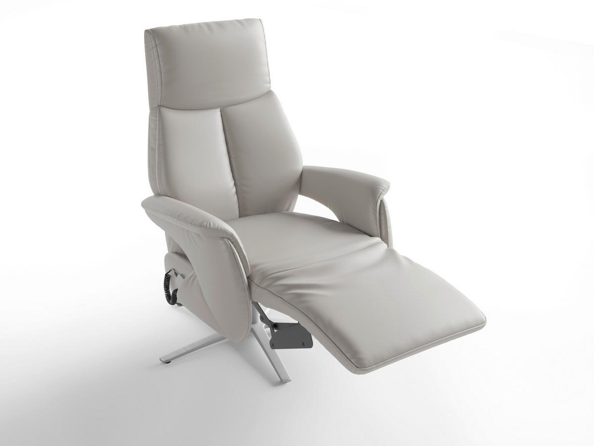 RELAXSESSEL TV LAZY E XS1 Echtleder Kopfteilverstellung, Rücken echt    - Silberfarben/Hellgrau, Basics, Leder/Metall (75/110/85cm) - Sit & More