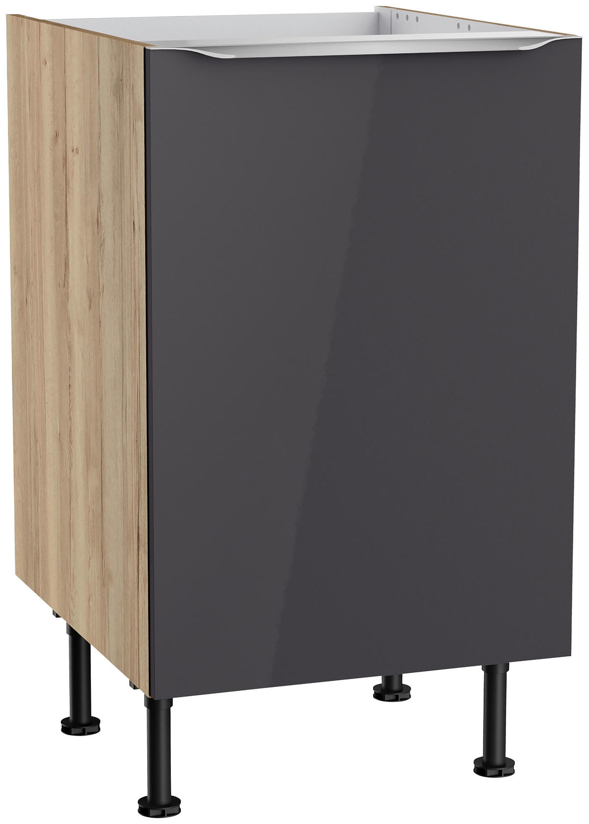 KÜCHENBLOCK 270 cm   in Anthrazit, Eichefarben  - Edelstahlfarben/Eichefarben, Basics, Holzwerkstoff/Metall (270cm) - Optifit