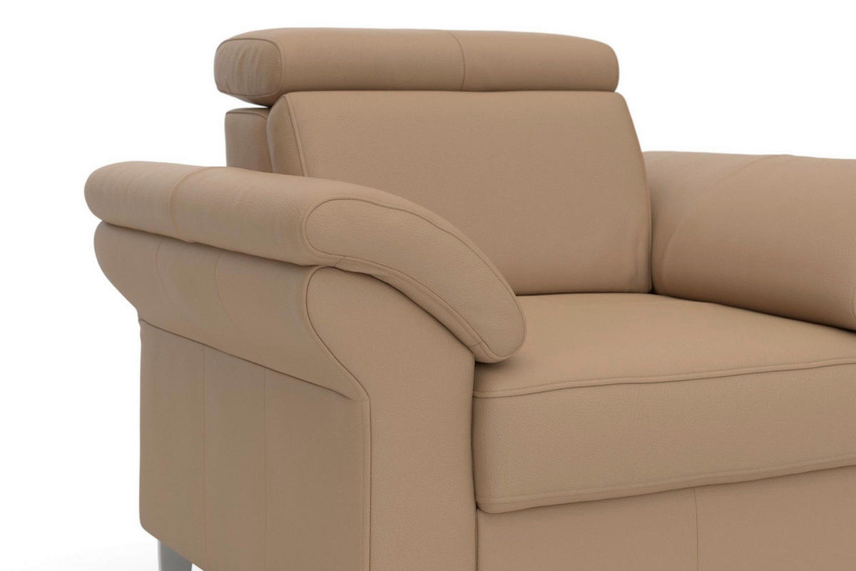 SESSEL in Echtleder Cappuccino  - Chromfarben/Cappuccino, Basics, Leder/Metall (101/84/93cm) - Sit & More