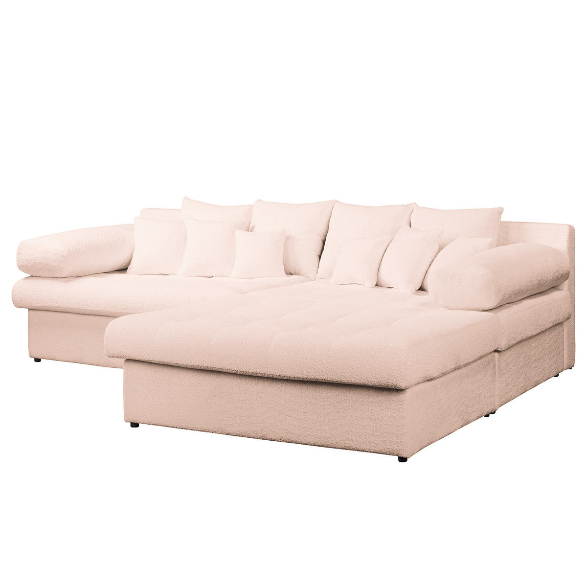 ECKSOFA Naomi in Chenille Rosa Rückenkissen  284/243 cm  - Schwarz/Rosa, Design, Kunststoff/Textil (284/243cm) - P & B