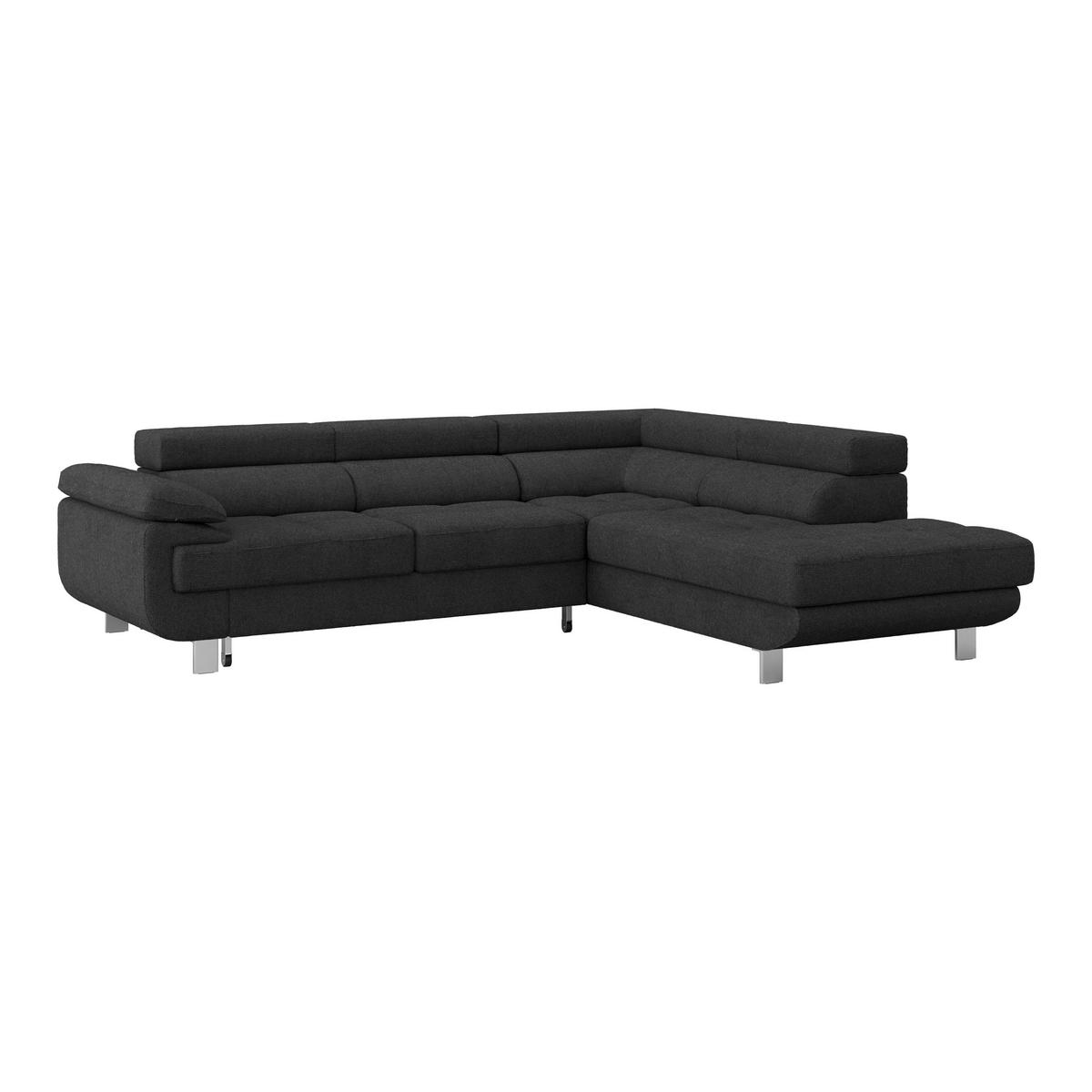 ECKSOFA in Drell Graphitfarben  - Graphitfarben, Modern, Textil/Metall (270/230cm) - MID.YOU