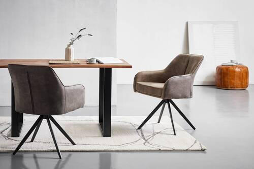 Thumbnail - Livetastic Armlehnstuhl, Braun, Hellbraun, Holz, Metall, Textil, Pappel, Sperrholz, Drehkreuz, 62x83x62 cm, Sitzfläche 3...