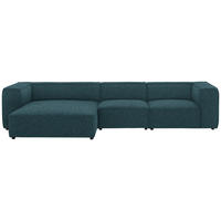 ECKSOFA in Flachgewebe Blau  164/341 cm  - Blau/Schwarz, Design, Kunststoff/Textil (164/341cm) - W.Schillig