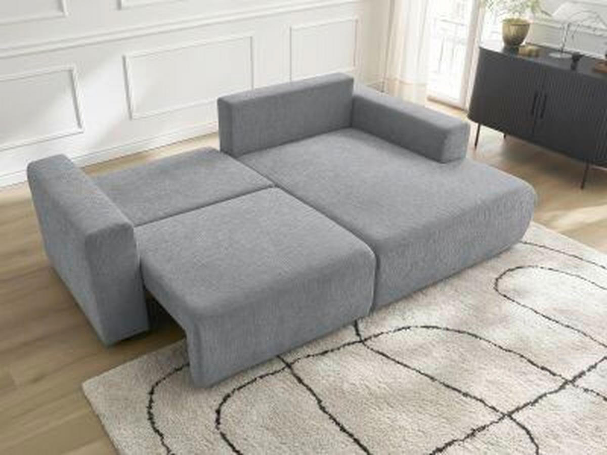 ECKSOFA Ottomane rechts  ATILLA Dunkelgrau Struktur  - Dunkelgrau/Schwarz, MODERN, Kunststoff/Textil (244/149cm)