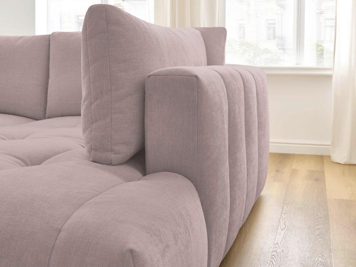 ECKSCHLAFSOFA FUJI Leinenoptik Pink  inkl.  - Pink/Schwarz, MODERN, Kunststoff/Textil (282/204cm)