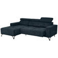 ECKSOFA in Chenille Petrol  - Petrol/Schwarz, KONVENTIONELL, Textil/Metall (178/264cm) - Hom`in