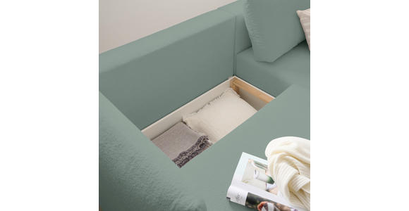 ECKSOFA Mintgrün Jersey  inkl. Rückenkissen, Bettkasten, Schlaffunktion, Rücken echt, Liegefläche im Originalstoff  - Schwarz/Mintgrün, KONVENTIONELL, Kunststoff/Textil (238/148cm) - Carryhome