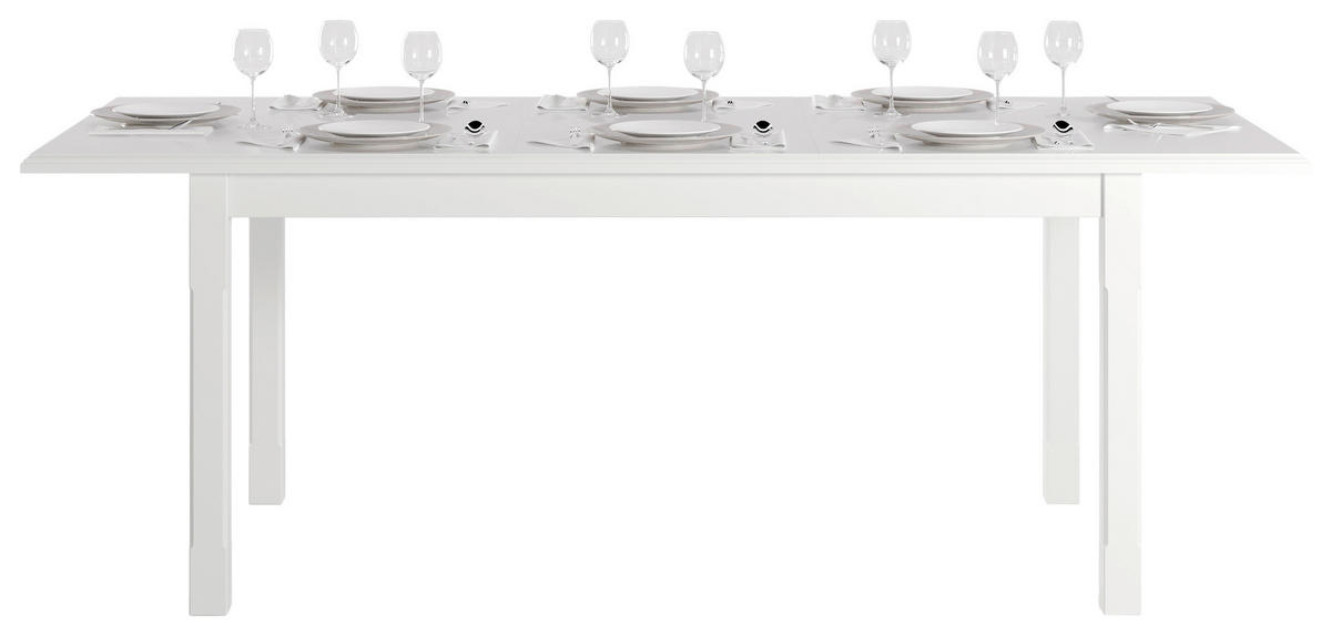 ESSTISCH Weiß rechteckig  ausziehbar  - Weiß, ROMANTIK / LANDHAUS, Holz/Holzwerkstoff (160/90/75cm) - Livetastic